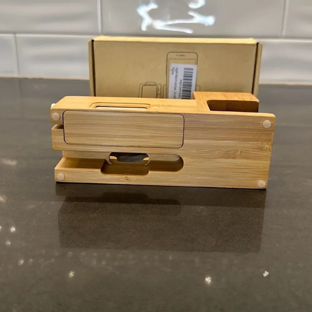 Bamboo Apple Charging Stand-NWOT